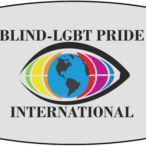 Blind-LGBT Pride international - a logo as an eyelid, the globe is the iris, surrounded by rainbow colors.