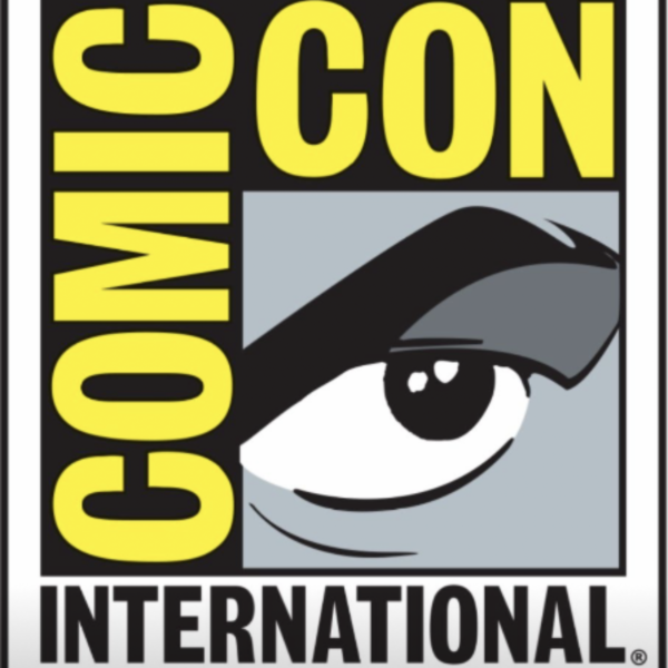 "San Diego Comic Con International" logo with a comic eye looking off, along with the furrowed brow hee hee hee