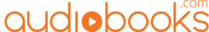 orange lowercase text reads audiobooks.com, the first "o" resembling a play button.